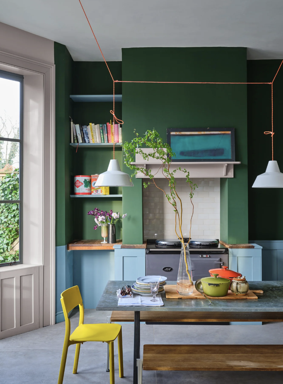 Green, blue and pink kitchen, Interior Design Trend